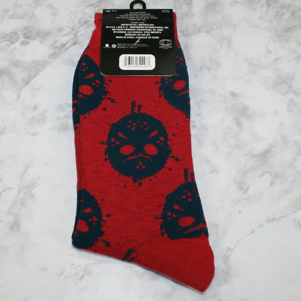 FRIDAY THE 13TH Socks Halloween Spooky Creepy Crew Unisex October Red One Size